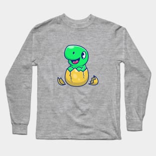 Cute Dinosaur On Crack Egg Cartoon Long Sleeve T-Shirt